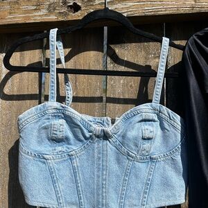 Light Blue Denim Bustier Top